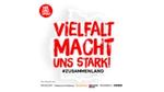 Kampagnenmotiv mit Schriftzug #Zusammenland und Vielfalt macht uns stark!