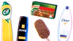 Illustration einiger Unileverprodukte vor pinkem Hintergrund.
