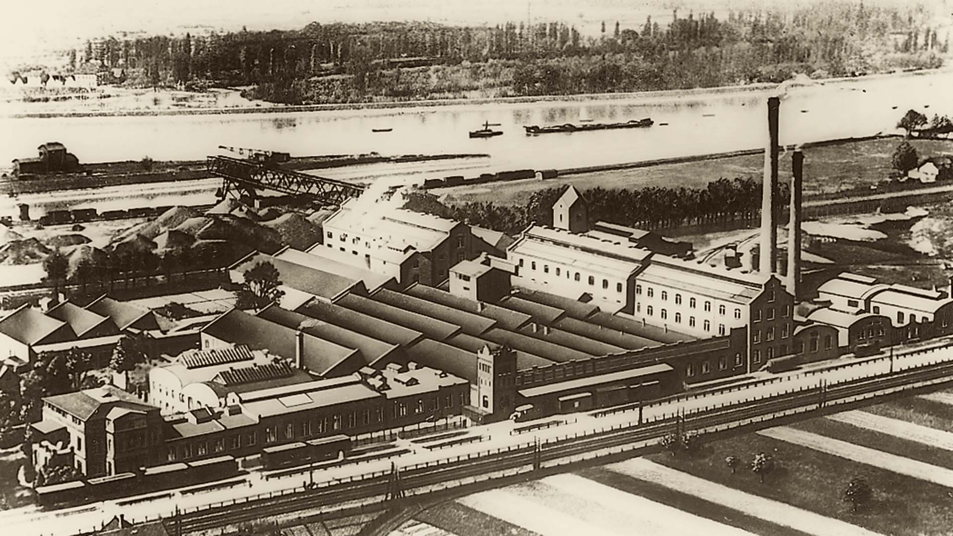 Abbildung der Sunlicht Seifenfabrik in Mannheim im Jahr 1900.